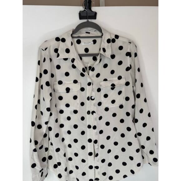 Equipment silk black and white button down L - Picture 3 of 5